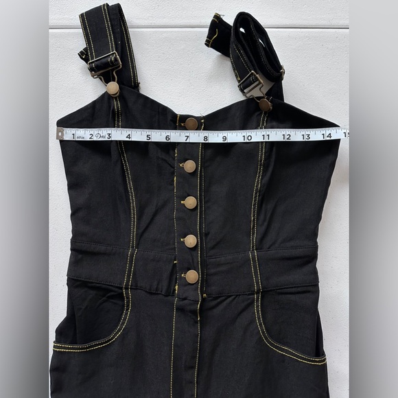 Unique Vintage Black Denim Overalls size S/4 - Picture 6 of 14